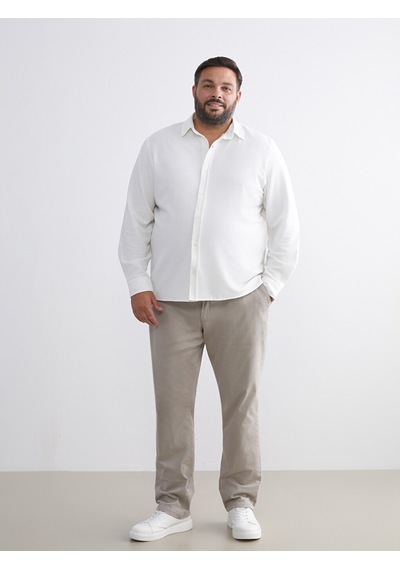 Lcw Vision Beyaz Büyük Beden Slim Fit Uzun Kollu Erkek Gömlek