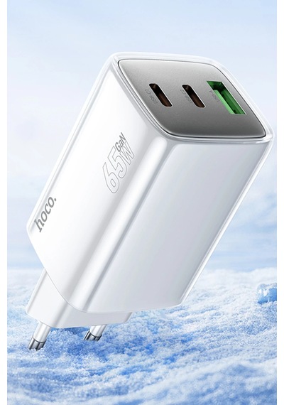 Hoco. N49 Glorious 2 Adet Type-c Ve 1 Adet Usb Çıkışlı Ekstra Type-c To Type-c Kablolu 65w Pd Hızlı Şarj Aleti - Mavi