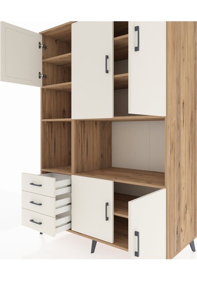 Kronos Dolap 9 Raflı 3 Çekmeceli 5 Kapaklı 132x59x195 Çam-ayt... Çam