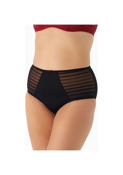 Be Curvy Aster Büyük Beden Çizgili Külot Black