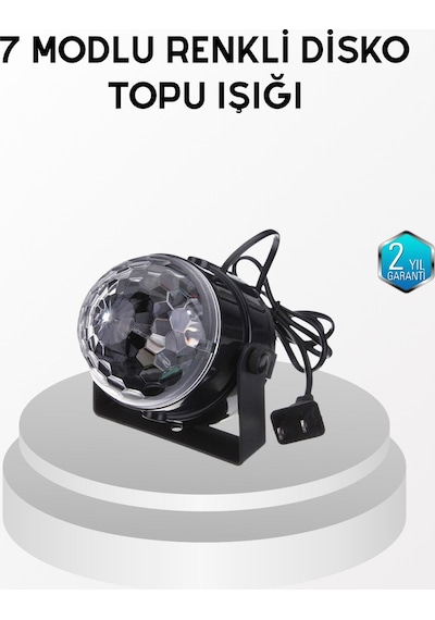 7 Renk Modlu Müzik Sensörlü Disko Topu Led Işıklı Parti Aydınlatması .