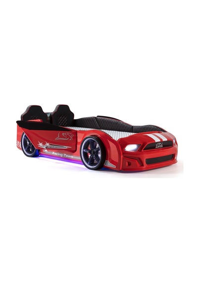 Bazalı Arabalı Yatak Kırmızı Kapıları Açılan Mustang Full Ledli Kumandalı Ve Müzikli 90x190 Cm Bazalı Arabalı Yatak Kırmızı Kapıları Açılan Mustang Full Ledli Kumandalı Ve Müzikli 90x190 Cm