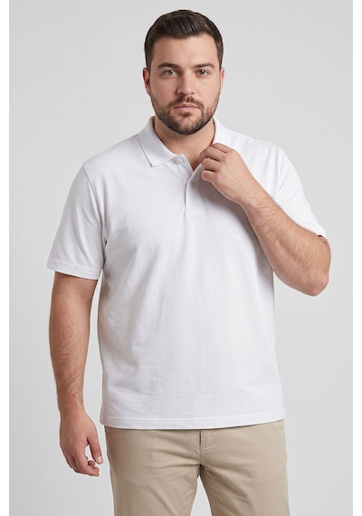 Tommy Life Beyaz Polo Yaka Büyük Beden Battal Erkek T-shirt - 88511