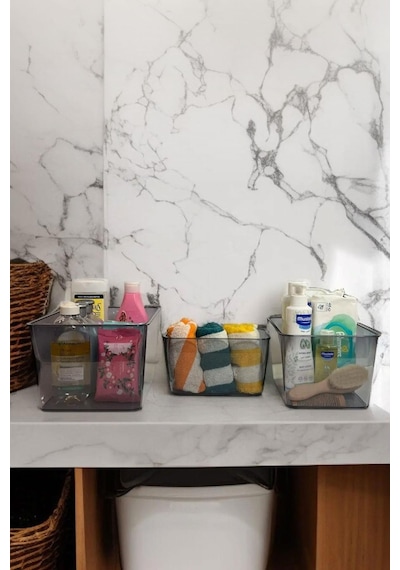 Salve 3'lü Büyük, Orta, Küçük Buzdolabı-banyo Organizer Düzenleyici Füme