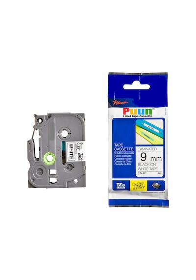 Puun Brother P-Touch TZE-221 9mm x 8m Beyaz Üzerine Siyah Uyumlu