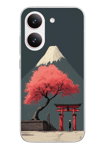 Poco X8 Pro Uyumlu Fuji Dağı Baskılı Silikon Kılıf