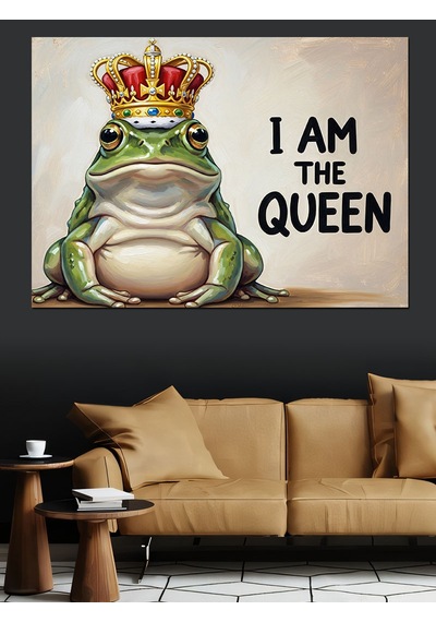 I Am The Queen Kurbağa Dekoratif Kanvas - Mdf Ahşap Tablo