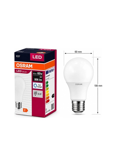 Led Value 8.5w E27 Led Ampul 6500k Beyaz Işık 806 Lm 60w Eşdeğeri Enerji Tasarruflu 360 Aydınlatma 10'lu Paket Genel