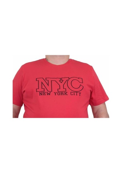 Starbattal Erkek Büyük Beden Sıfır Yaka Tişört Nyc 24133 Kırmızı-Kırmızı
