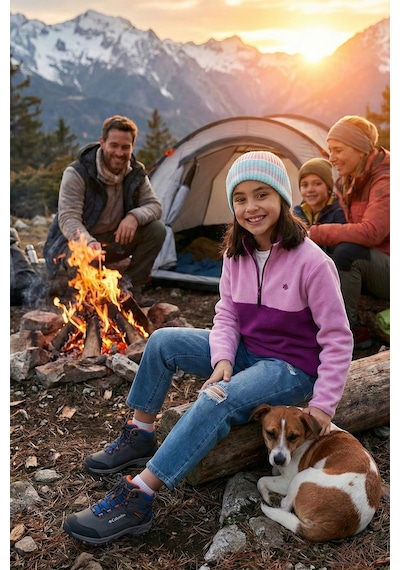 Lela Yumuşak Dokulu Yarım Fermuarlı Renk Bloklu Dik Yaka Unisex Çocuk Polar 5905004 Şeker Pembe-Mor