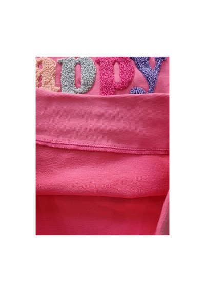 Uğur Bebe %100 Pamuk Kız Çocuk Eşofman Takımı Pembe Gri Happy Kinder Baskılı Sweatshirt Jogger Alt Spor Takım Pembe Pembe