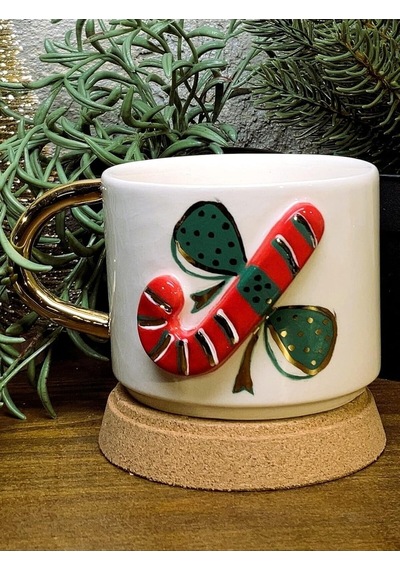 24 Ayar Altın Dekorlu,yeni Yıl Yılbaşı Noel Baston Şeker Kabartmalı, El Yapımı Hediyelik Mug Beyaz - Çok Renkli 24 Ayar Altın Dekorlu,yeni Yıl Yılbaşı Noel Baston Şeker Kabartmalı, El Yapımı Hediyelik Mug Beyaz - Çok Renkli