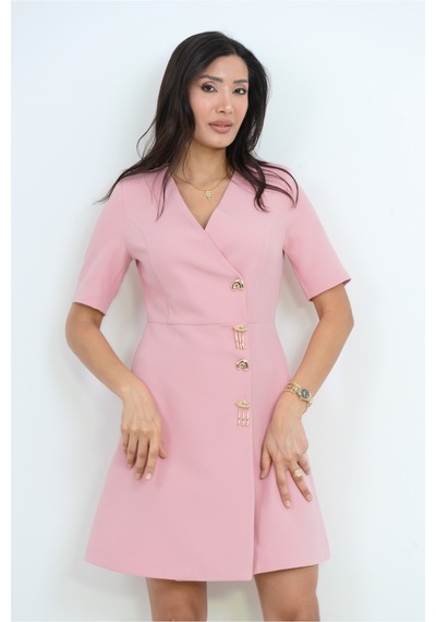 Dorne Moda Premium Gold Düğme Detaylı Mini Elbise - Düğün - Mezuniyet - Ofis Şıklığı Pembe Pembe Dorne Moda Premium Gold Düğme Detaylı Mini Elbise - Düğün - Mezuniyet - Ofis Şıklığı Pembe Pembe