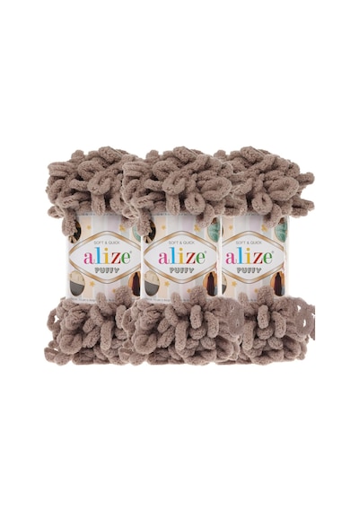 Puffy 3 Lü Paket El Örgü İpi - Şişsiz 100g X 3 Adet Renk No: 530 - Bej