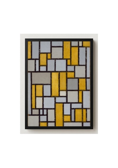Mondrian Izgara İle Kompozisyon 1 Çerçevesiz Poster 21x30 Cm A4 Tablo Modern Sanat Duvar Dekoru