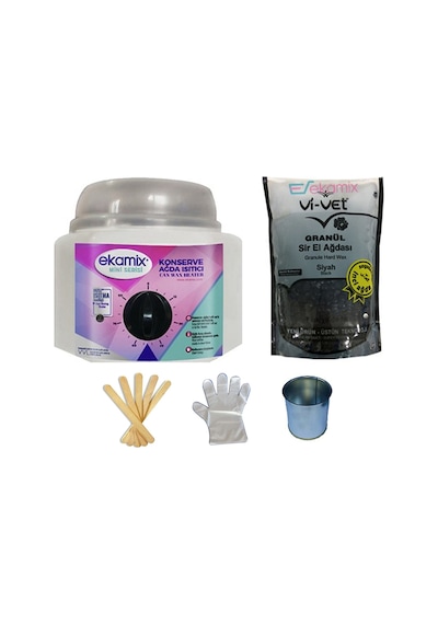 Ekamix Sir Ağda Makinesi + Vivet Granül Siyah Ağda 1 KG + Cezve