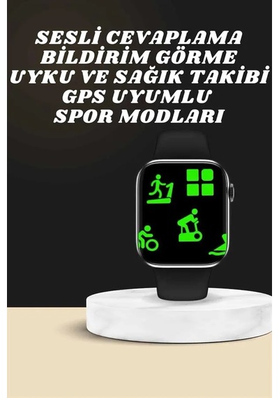 Akıllı Saat Wireless Şarj Yüksek Çözünürlüklü Müzik Dinleme Sesli Cevaplama