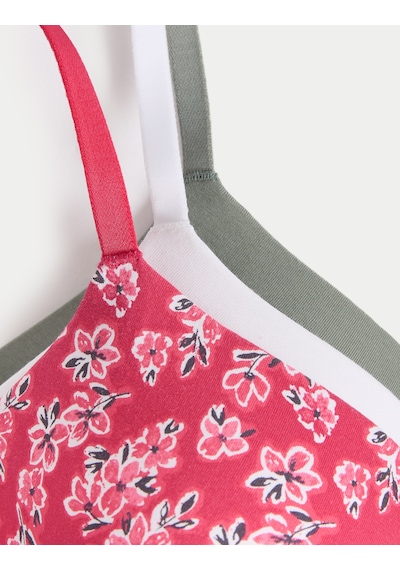 Marks & Spencer 3'lü Destekli Pamuklu T-shirt Sütyeni Seti T33003006x Pembe