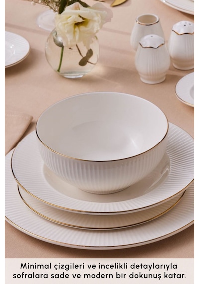 Karaca  Elegance Bone Massimo 53 Parça 12 Kişilik Yemek Takımı Gold