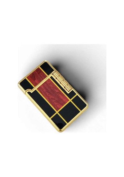 Premium Gold Detaylı Ahşap Desenli Lüks Metal Çakmak - Koleksiyonluk Tasarım