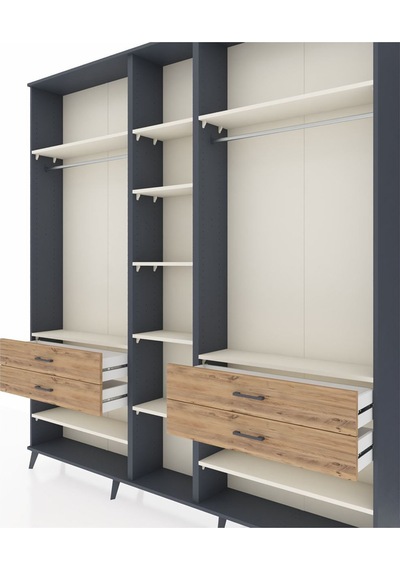 Arges Dolap 11 Raflı 4 Çekmeceli 2 Askılı 220x30x243 Antrasit-aytaşı/çam Aytası/atlas Çam Arges Dolap 11 Raflı 4 Çekmeceli 2 Askılı 220x30x243 Antrasit-aytaşı/çam Aytası/atlas Çam