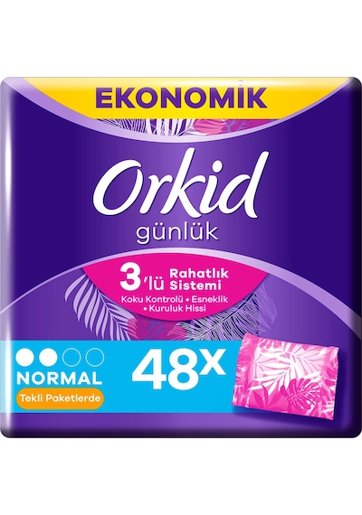 Orkid Günlük Koruma Tekli Paketlerde Günlük Ped 48'li