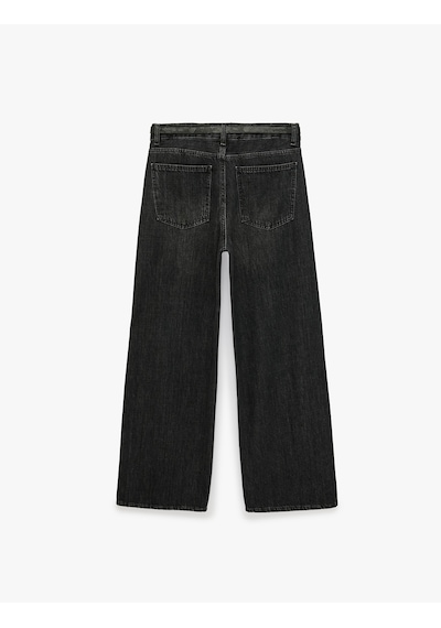 Koton Düğmeli Cepli Normal Bel Bol Kalıp Denim Pantolon - Loose Straight Fit Jean Siyah 7wal40100md Koton Düğmeli Cepli Normal Bel Bol Kalıp Denim Pantolon - Loose Straight Fit Jean Siyah 7wal40100md