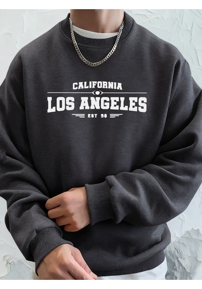 Startmore Startmorekaliforniya Los Angeles Sanatsal Harf Desenli Erkek Sonbahar Günlük Kapüşonlu Üst Moda Sıcak Antrasit