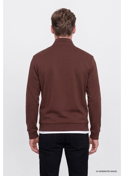Ac&Co / Altınyıldız Classics Erkek Tarcın Standart Fit Normal Kesim İçi Polarlı Bato Yaka Pamuklu Sweatshirt