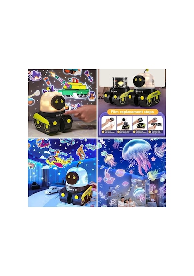 Robot Spacewalker Led Projeksiyonlu Gece Lambası Bluetooth Hoparlör Night Light Projector