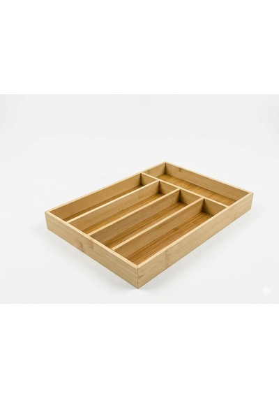 Tr 33x25 Cm Bambu Çatal Kaşıklık Bölmeli Çekmece İçi Kaşık Çatal Düzenleyici Diğer