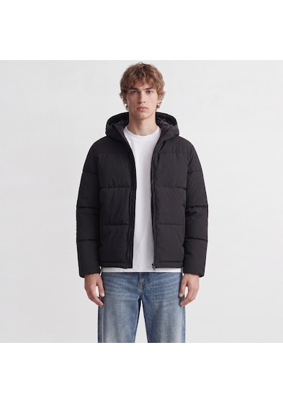 Jack & Jones Erkek Ayarlanabilir Bagcikli Kapüsonlu Puffer Ceket - Galaxy - 12303930 Siyah