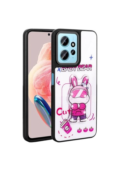 Xiaomi Redmi Note 12 4g Kılıf Parlayan Kabartmalı İkonik Figürlü Zore Amas Silikon Kapak Beyaz