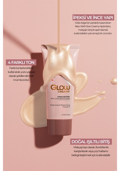 New Well Glow Creamy Highlighter Doğal Işıltılı Krem Aydınlatıcı 01 Pearl
