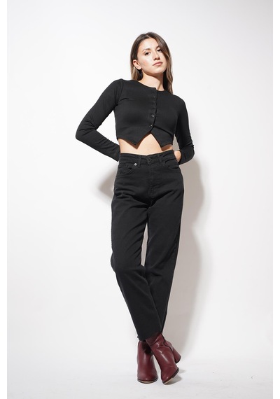Ckm Moda Burna Boyfit Kesit Paça Detaylı Pantolon Füme