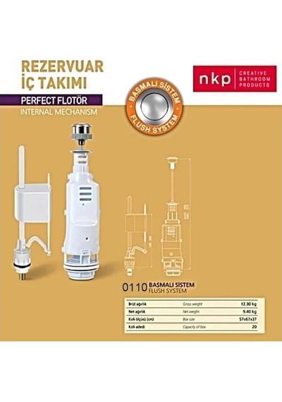 Nkp Rezervuar İç Takım Basmalı Sistem Perfect Flotör Beyaz