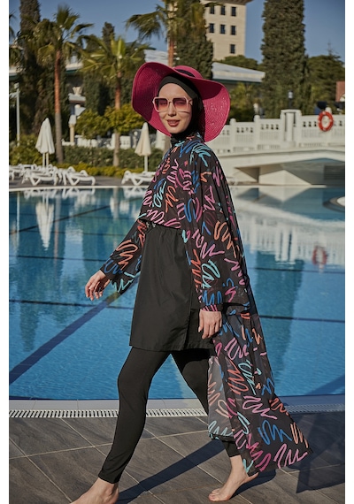 Remsa Neon Şifon Kimono Pareo Rms-rp013-26 Siyah