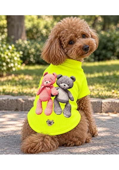 Miniş Neon Sarı Teddy Buddy Esnek Küçük Irk Köpek T-shirtü-21637