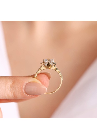 Camdaki Kız Altın Tektaş Yüzük 14K 541095942