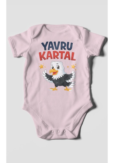 Morivokids Yavru Kartal Kısa Kollu Bebek Body %100 Pamuk Bebe Pembe