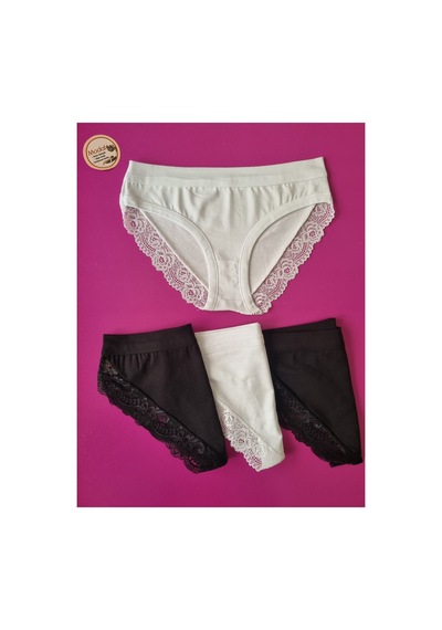 Demirsa Boutique Dantelli Ve Biye Detaylı 4'lü Siyah Ve Beyaz Renk Modal Kadın Bikini Külot Siyah-beyaz Demirsa Boutique Dantelli Ve Biye Detaylı 4'lü Siyah Ve Beyaz Renk Modal Kadın Bikini Külot Siyah-beyaz