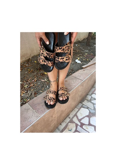 Mcdark Manolya Leopar Desen Trop Detay Terlik
