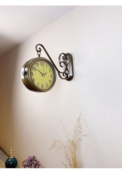Eskitme Metal Antique İstasyon Saati 36 X 25 Cm