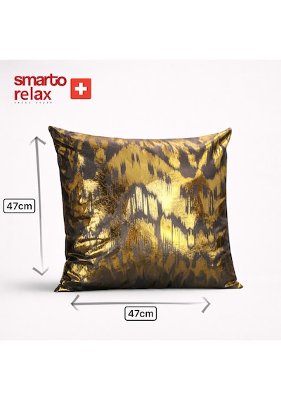 Smarto Relax Tekli Antibakteriyel Desenli Dekoratif Dolgulu Kırlent 45x45 Cm - Smr-kır-037 Siyah - Altın