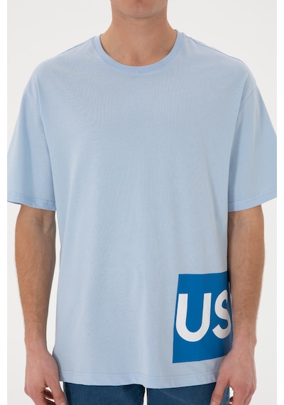 U.S. Polo Assn. Erkek Comfort Fit Bisiklet Yaka Açık Mavi Tişört 50306879-VR003