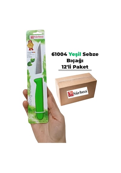 Sürbisa 61004 Sebze Bıçağı Yeşil 1 Koli 12 Adet Çok Renkli