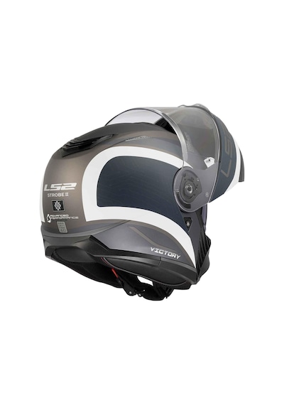 Ls2 Strobe 2 Victory Çene Açılır Kask Mat Titanyum - Beyaz - Mavi