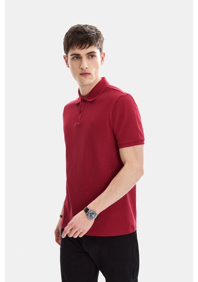Backandbond Bordo Regular Fit Örme Polo Yaka Tişört