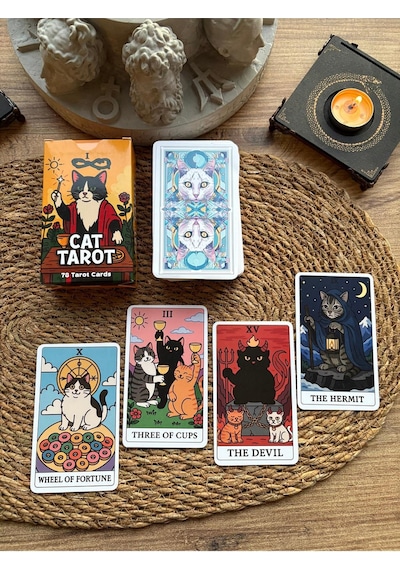 Kedi Tarot Destesi 78 Kart - Arındırma Kesesi Hediyeli