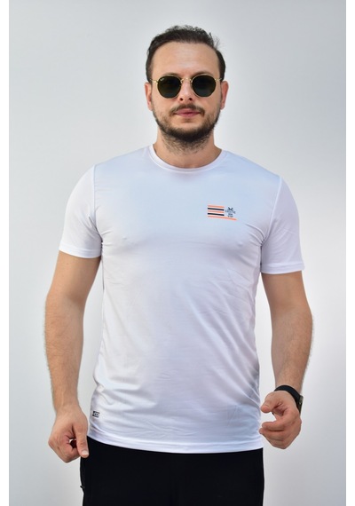 Escetic Erkek Beyaz Slim Fit T-Shirt-3286 Beyaz